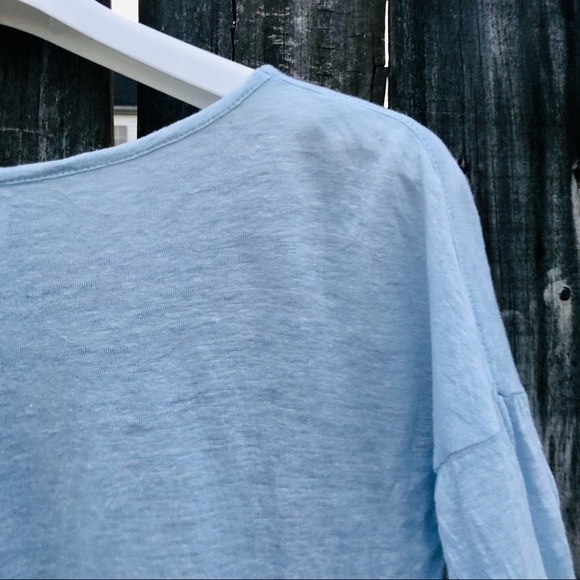 Lou & Grey Shirt Linen 3/4 Sleeve Blue Small - Picture 3 of 8